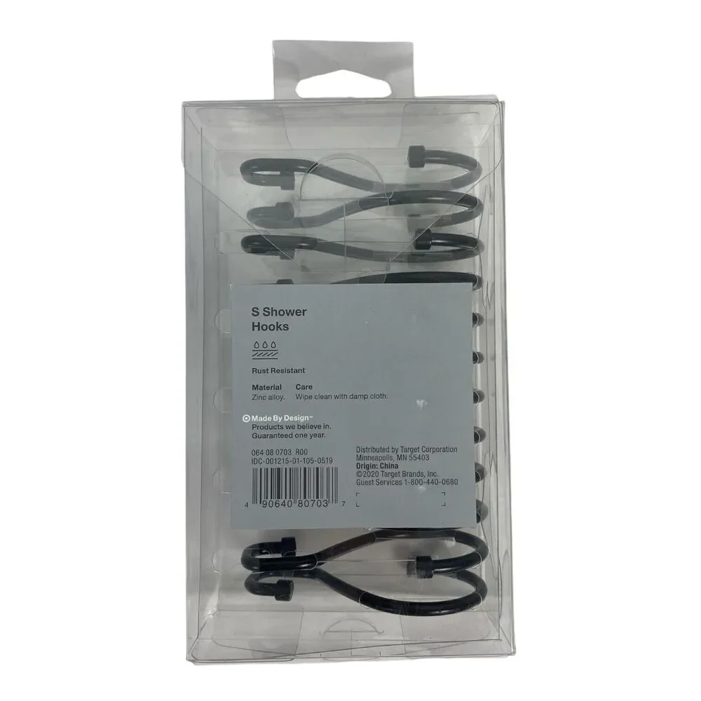 Made‎ By Design S Shower Hooks Matte Black Finish Rust Resistant 12 Count C72Q